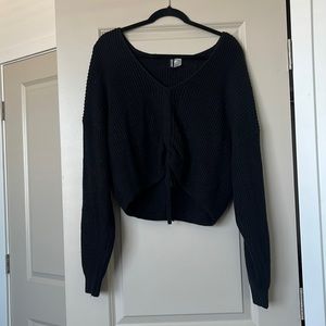 Black Divided Scrunch Sweater